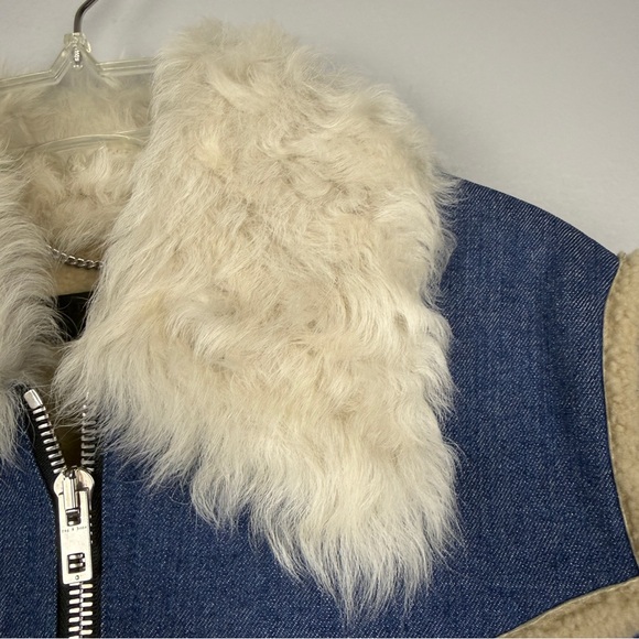 Rag & Bone Andrew Shearling Denim Zip Y2K Jacket - Picture 6 of 8